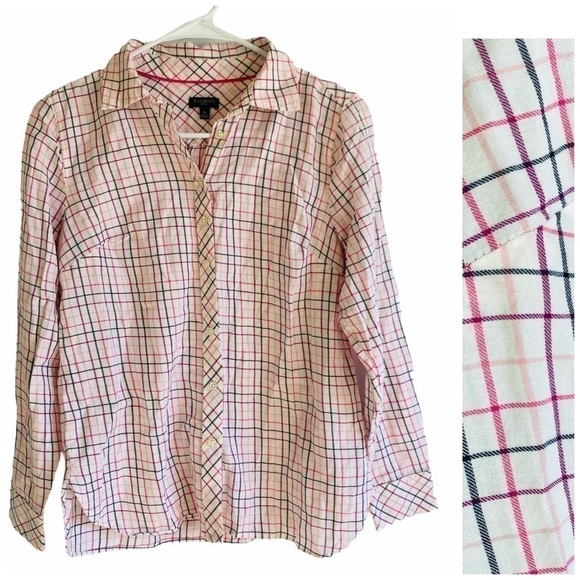 TALBOTS Button Down Shirt Rainbow Plaid Size Small - Picture 1 of 9
